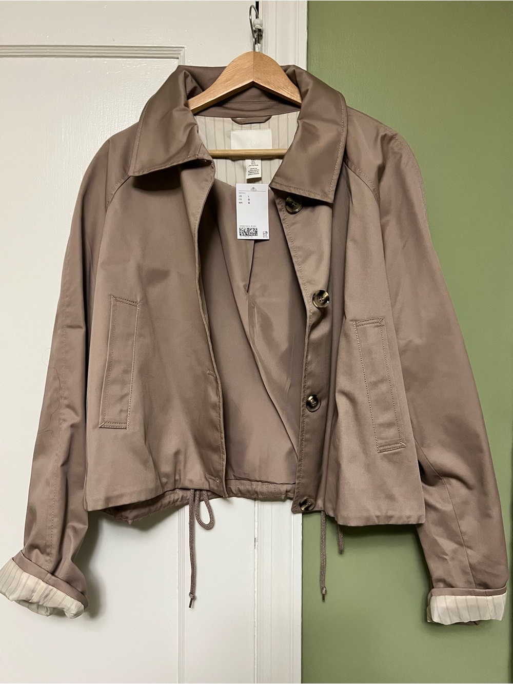 H&M Twill Jacket Utility Jacket in Brown Size Large
